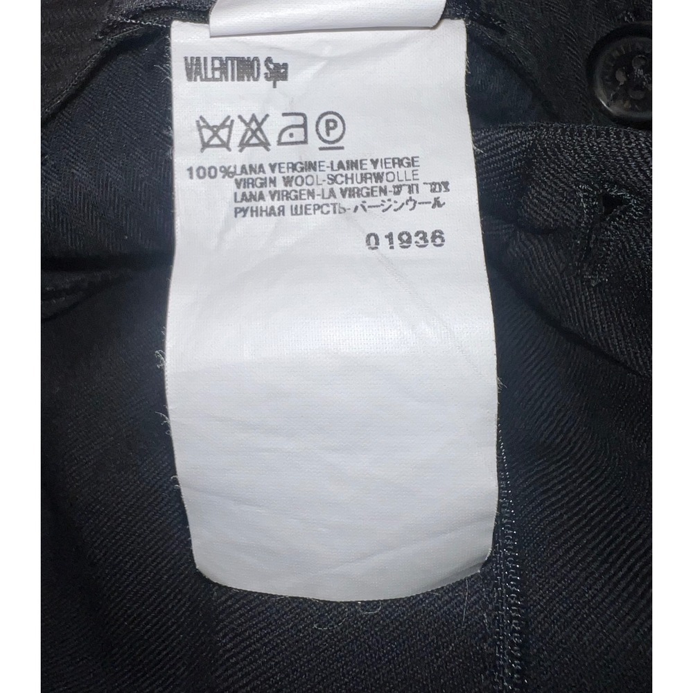Valentino Black Straight Pants Sz 42 Virgin Wool Luxury Designer Trousers - Picture 5 of 6